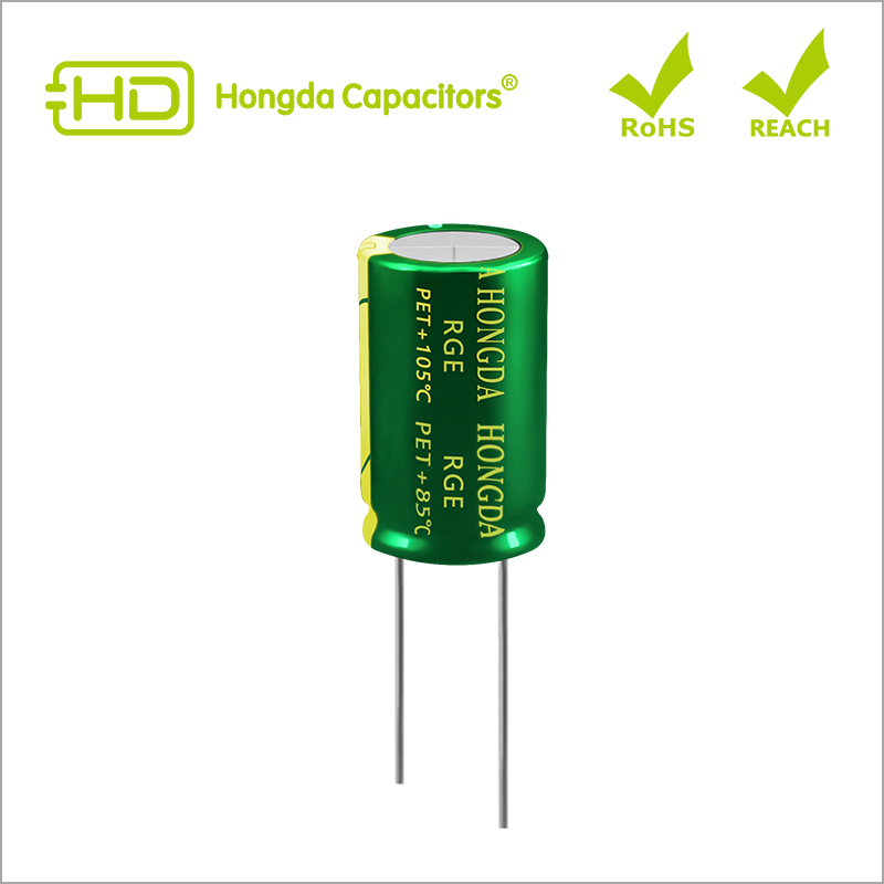 RGE 105℃ Low Impedance, High Ripple Current, Long Life Radial Electrolytic Capacitors