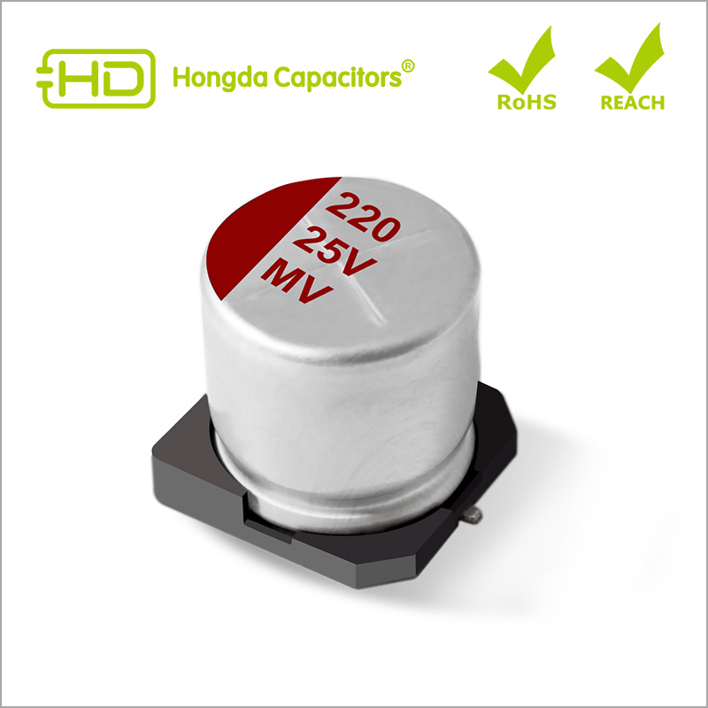 HMV High Voltage/Long Life Conductive Polymer SMD Aluminum Solid Electrolytic Capacitors