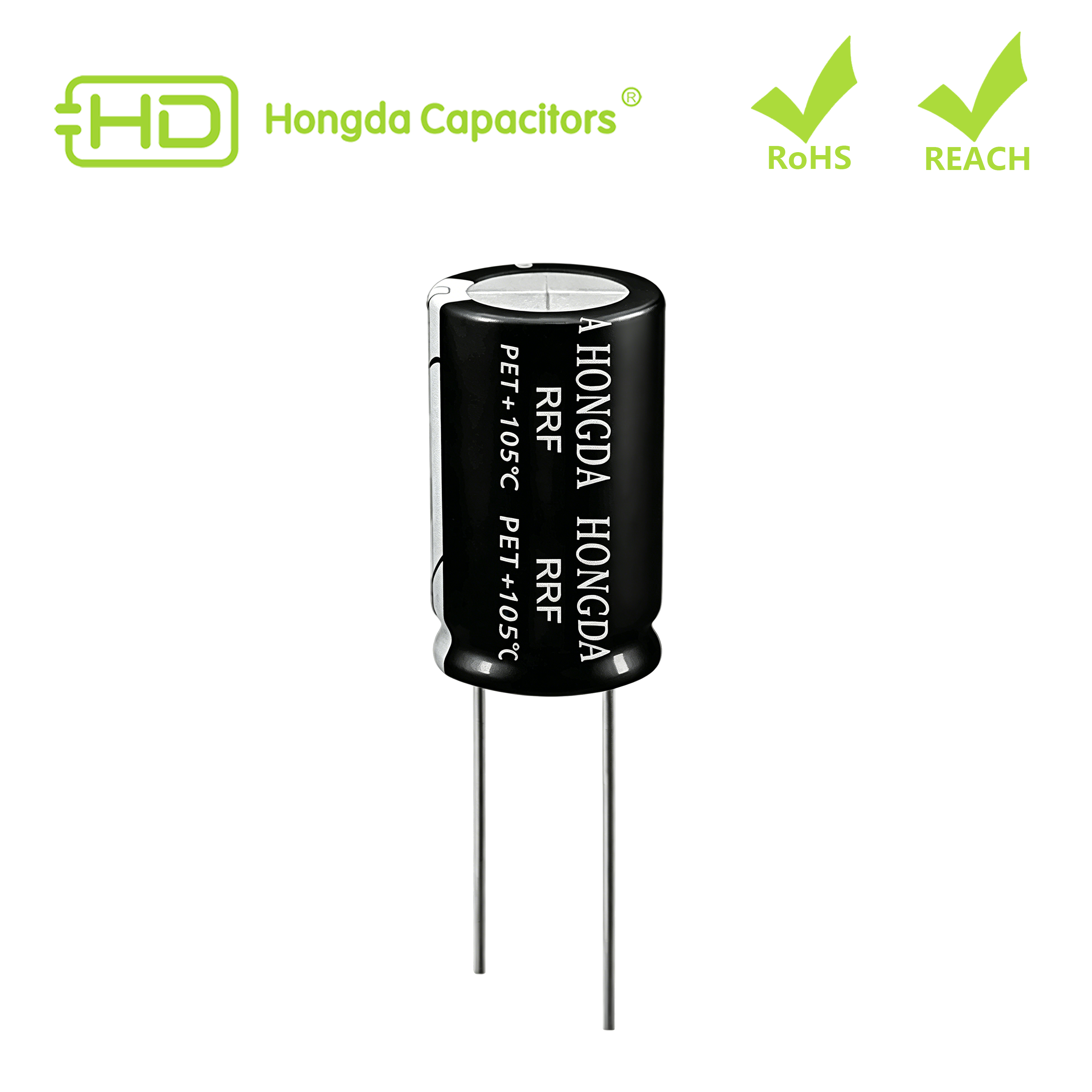 RRF Series, Radial Aluminum Electrolytic Capacitors, low impedance, high ripple current, long life